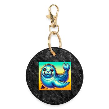 seal - Round Keyring - black - Front