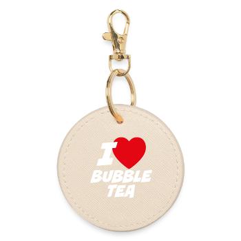 I love bubble tea - Round Keyring - oyster - Front