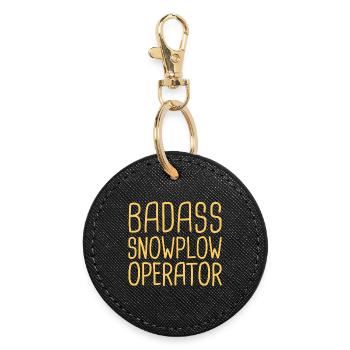 Snowplow Operator Badass Schneepflugfahrer - Runder Schlüsselanhänger - Schwarz - Vorne