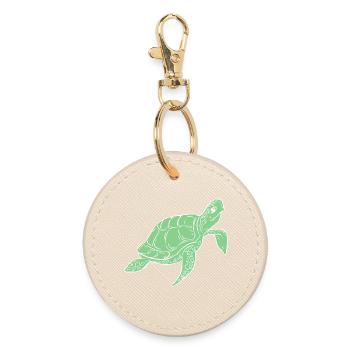 Green Sea Turtle Ocean Illustration - Round Keyring - oyster - Front