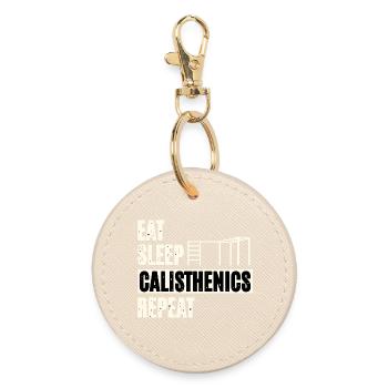 Eat Sleep Calisthenics - Round Keyring - oyster - Front