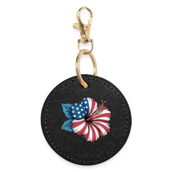 Florist Hibiscus Flower Independence Day 4th of - Round Keyring - black - Front