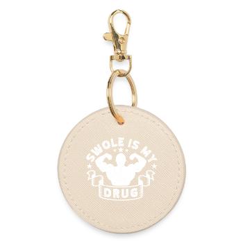 Powerlifting Bodybuilder Swole Is My Drug Gym Gift - Round Keyring - oyster - Front