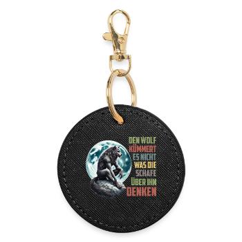 Loups LE LOUP SE MOQUE DE CE QUE PENSENT LES MOUTONS - Porte-clés rond - noir - Devant