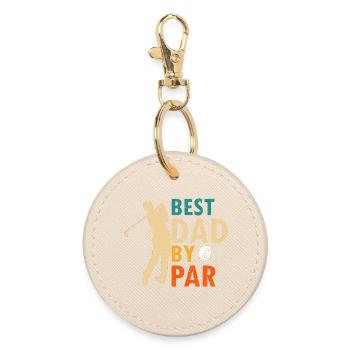 Best Dad By Par Funny Golf Saying - Round Keyring - oyster - Front