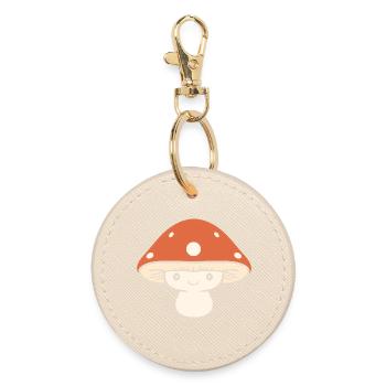 Kawaii orangefarbener Polka-Dot-Pilz - Runder Schlüsselanhänger - Auster - Vorne