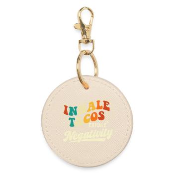 Inhale Tacos Exhale Negativity Quote - Round Keyring - oyster - Front