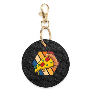 Pizza Pop Art Slice - Round Keyring - black - Front