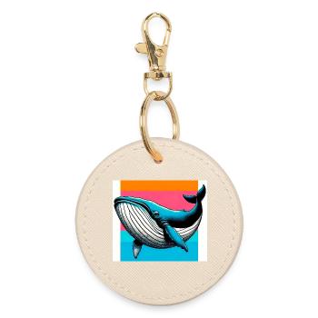 whale - Round Keyring - oyster - Front