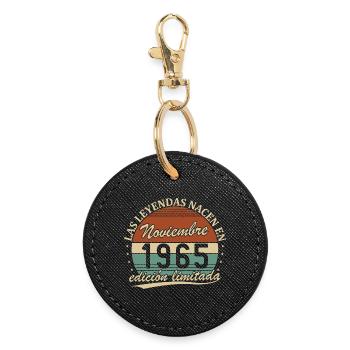 Novembre 1965 Vintage Rétro Anniversaire - Porte-clés rond - noir - Devant