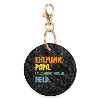 Funny skydiver adrenaline junkie dad - Round Keyring - black - Front