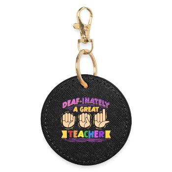 ASL Dolmetscher Deaf-Inately A Great Teacher - Runder Schlüsselanhänger - Schwarz - Vorne