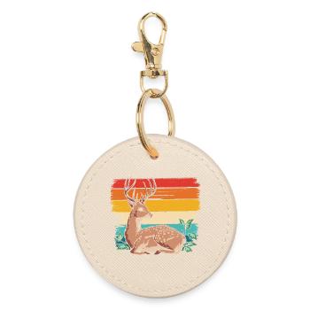 Deer in retro style - Round Keyring - oyster - Front