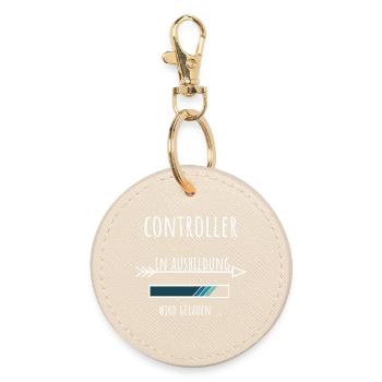 Controlling Studies Occupation Training Controller - Round Keyring - oyster - Front