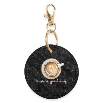 Have a nice day coffee design - Round Keyring - black - Front