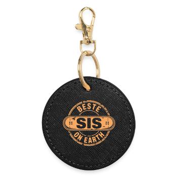 Best Sis Gift Sister - Round Keyring - black - Front