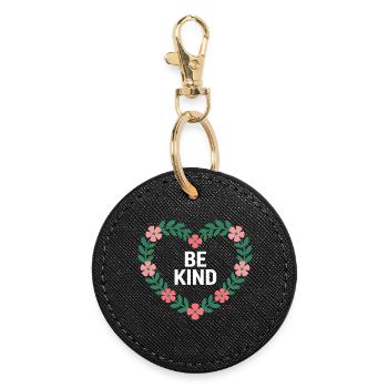Be Kind Blossom Motif Coeur - Porte-clés rond - noir - Devant