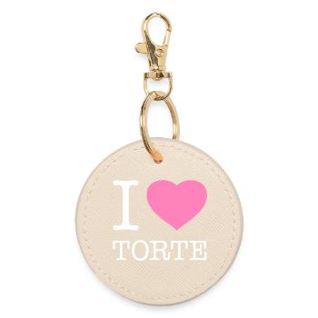 I love cake - Round Keyring - oyster - Front
