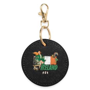 Un design irlandais avec drapeau souvenir de la Saint-Patrick - Porte-clés rond - noir - Devant