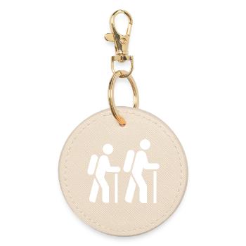 Hiker, Pilgrim, Tourist, Pilgrimage Route - Round Keyring - oyster - Front