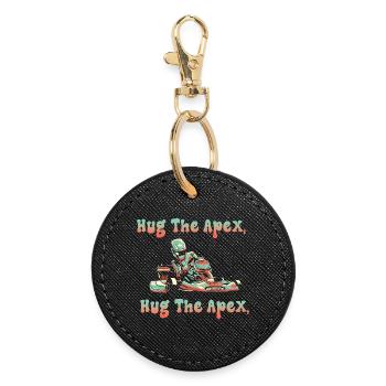 Hug The Apex Kart - Round Keyring - black - Front