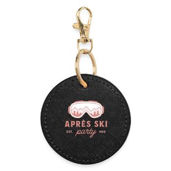 Soirée après ski ski soirée filles esthétique rose - Porte-clés rond - noir - Devant