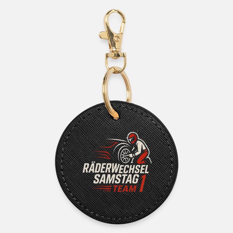 Wheel change Saturday Team 1 - Round Keyring - black