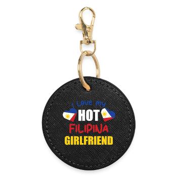 I Love My Filipina Girlfriend Philippines Art - Round Keyring - black - Front