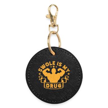 Fitness Motivation Bodybuilder Swole Is My Drug - Round Keyring - black - Front