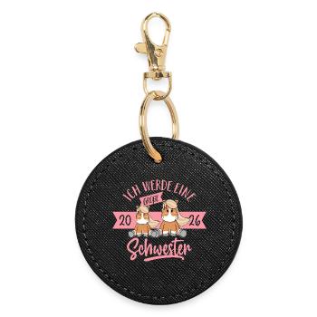 I'm going to be big sister – bangs girl baby - Round Keyring - black - Front