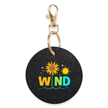 Wind turbine, wind energy, wind power - Round Keyring - black - Front