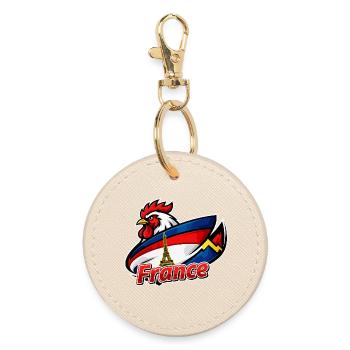 Coq français avec drapeau de la tour Eiffel - Porte-clés rond - huître - Devant