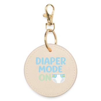 DIAPER MODE ON Shirt – Baby & Parent Design - Round Keyring - oyster - Front
