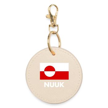 Greenland Flag - Nuuk - Grönland - Denmark Danmark - Round Keyring - oyster - Front