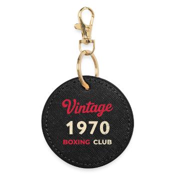 Vintage 1970 – Année de naissance rétro du Boxing Club - Porte-clés rond - noir - Devant