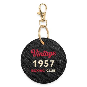 Vintage 1957 – Boxing Club Retro Geburtsjahr - Runder Schlüsselanhänger - Schwarz - Vorne