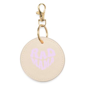 Retro Rad Mama Heart - Cool Mother (Custom Color) - Round Keyring - oyster - Front