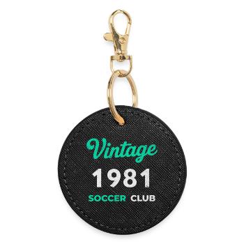 Vintage 1981 – Soccer Club Retro Birth Year - Round Keyring - black - Front