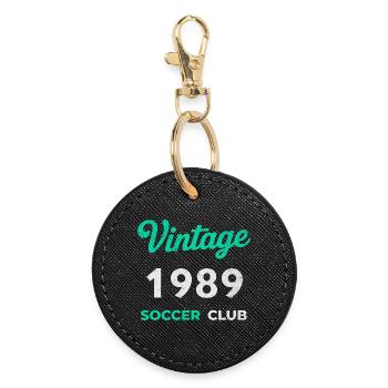 Vintage 1989 – Soccer Club Retro Birth Year - Round Keyring - black - Front