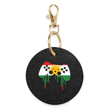 Kurdisch gaming flag - Runder Schlüsselanhänger - Schwarz - Vorne