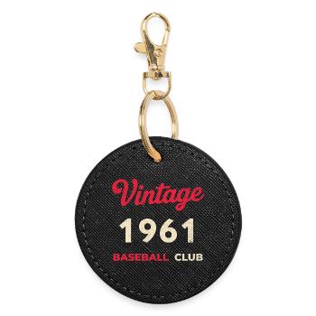 Vintage 1961 – Baseball Club Retro Geburtsjahr - Runder Schlüsselanhänger - Schwarz - Vorne