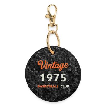 Vintage 1975 – Année de naissance rétro du club de basket-ball - Porte-clés rond - noir - Devant