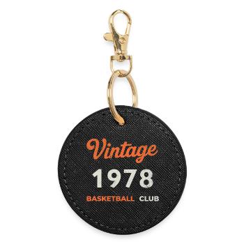 Vintage 1978 – Basketball Club Retro Geburtsjahr - Runder Schlüsselanhänger - Schwarz - Vorne