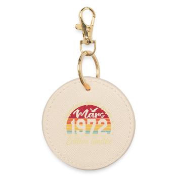 March 1972 54 Years Birthday Gift March 1972 - Round Keyring - oyster - Front