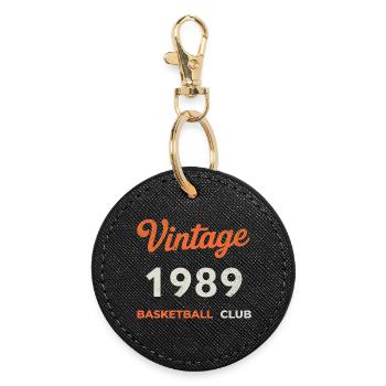 Vintage 1989 – Basketball Club Retro Birth Year - Round Keyring - black - Front
