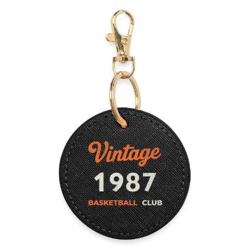 Vintage 1987 – Basketball Club Retro Geburtsjahr - Runder Schlüsselanhänger - Schwarz - Vorne