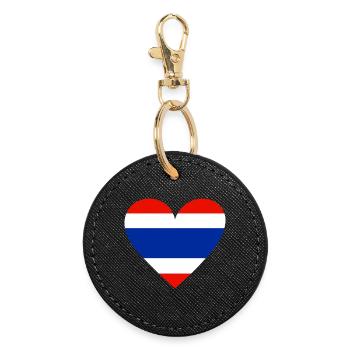 Cœur de Thaïlande - Porte-clés rond - noir - Devant
