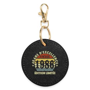 40 Jahre Geburtstagshumor – Geschenk 1986 - Runder Schlüsselanhänger - Schwarz - Vorne