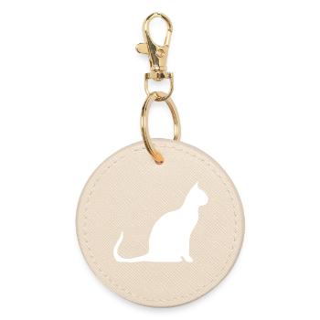 Katze Silhouette Minimal Design Cat Lover - Runder Schlüsselanhänger - Auster - Vorne