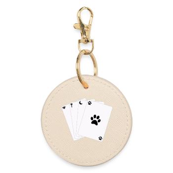 Cards Card Game Game of Life Symbols - Round Keyring - oyster - Front